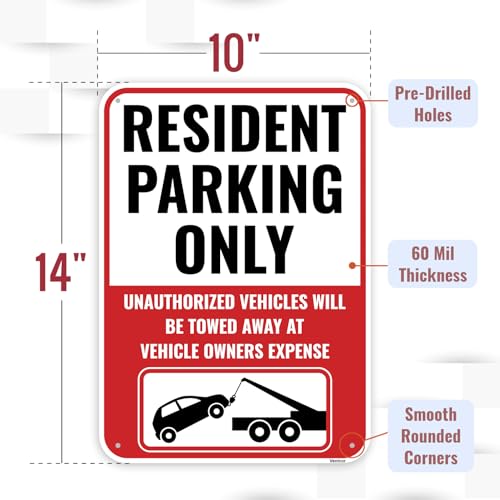 1PC Resident Parking Sign (14" x 10")