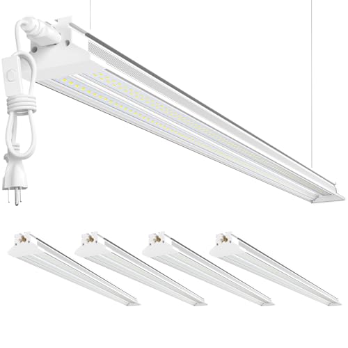 Commercial Grade 10000LM 5000K 60W Linkable 4 Foot Led Shop Lights for Shop (4FT-W-60W-4PACK)