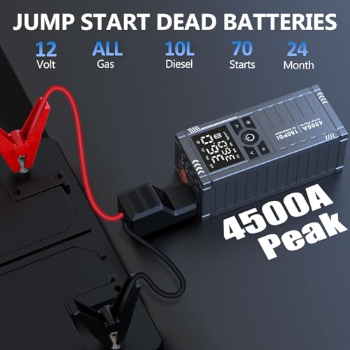 Car Battery Jump Starter with Air Compressor (Gray)