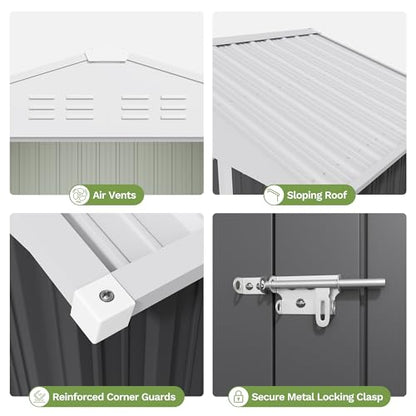 6x4 FT Outdoor Storage Shed with Floor Frame (Gray / 6x4 FT)