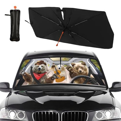 Funny Bear Car Window Shades Windshield Sun Shade Umbrella (57X31 Inch / Color-BEAR1)