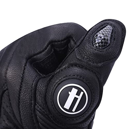 Unisex Leather Motorcycle Touch Gloves KM045 Black M (Medium / Black)