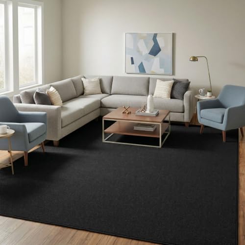 Large 7x20 Living Room Rug (Solid Black)