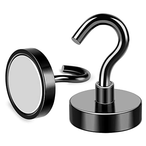 Magnetic Hooks 50LB+ Heavy Duty Magnet Hook for Cruise Cabins (Black / 4Pack-50LB)