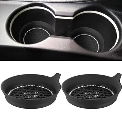 2 PCS Car Cup Coasters (Black*2PCS / With Diamonds)