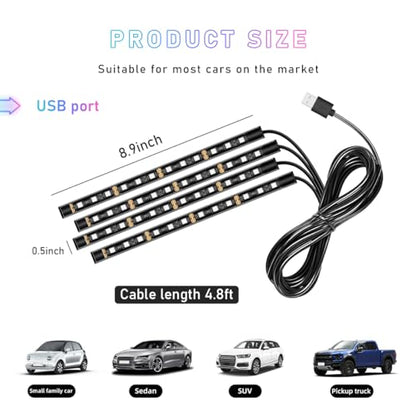 Car LED Strip Light (Connection Type: USB / Red-48 LEDs)