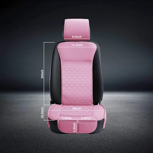 Pink Leather Car Seat Covers Front 2PC Waterproof for Women (Pink)