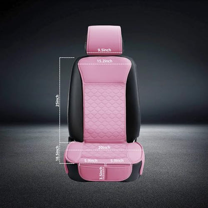 Pink Leather Car Seat Covers Front 2PC Waterproof for Women (Pink)