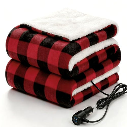 12 Volt Heated Car Blanket (Red Plaid)