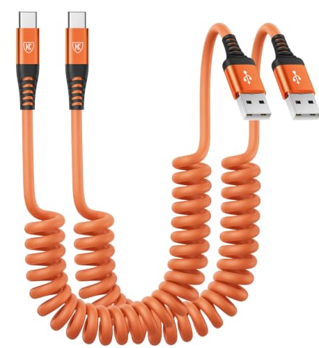 USB to USB C Cable Fast Charging 60W 2Pack 3FT Coiled USB A to USB C Cable (3FT / Orange)