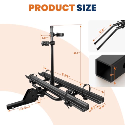Aluminum 2 EBikes Rack Foldable 2'' Hitch Mounted Carrier Racks w (5 inch)