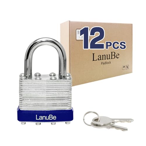 Laminated Keyed Alike Padlock 12 Pack 1.6 (12 Pack Blue)