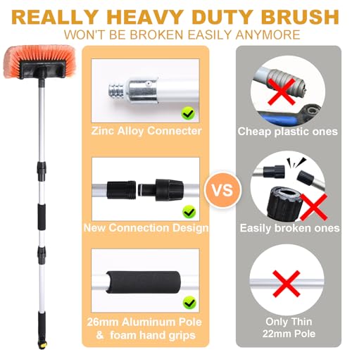 Car Wash Brush with Long Handle for Car Truck Boat RV SUV Washing (70" / Orange)