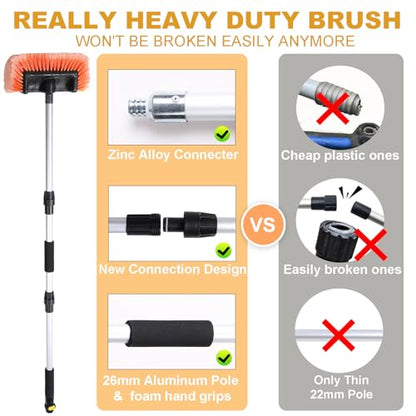Car Wash Brush with Long Handle for Car Truck Boat RV SUV Washing (70" / Orange)