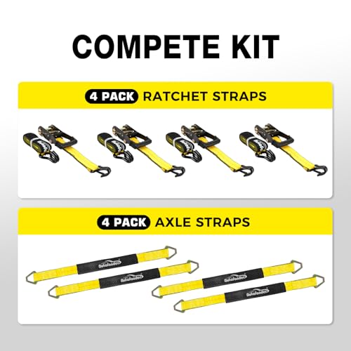 Car Tie Down Straps for Trailers 2" x 10' 4 (Car Tie Down Straps)