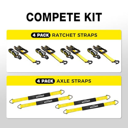 Car Tie Down Straps for Trailers 2" x 10' 4 (Car Tie Down Straps)