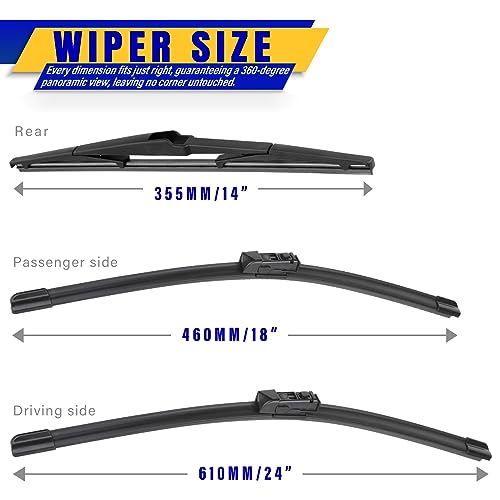 3 Wipers Fits Mazda CX (24"/18"/14")
