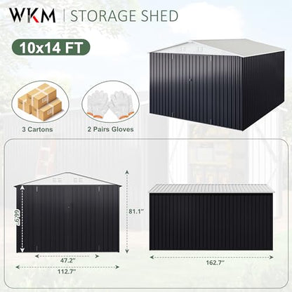 10x14 FT Outdoor Storage Shed for Backyard (White / 10x14 FT)