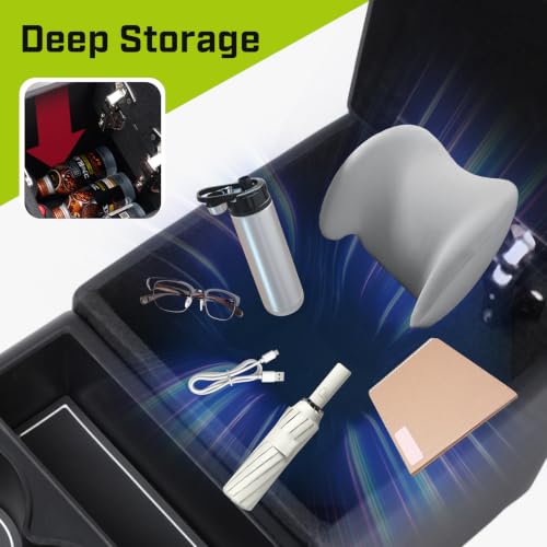 Center Console Between Seat Organizer for Minivans & SUVs Floor Console Universal Car Storage Box with Cup Holders (With Tablet Holder)