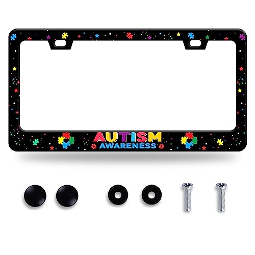 Autism Awareness License Plate Frame Stainless Steel Decorative 12.3"x6.3" (Autism awareness)