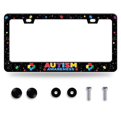 Autism Awareness License Plate Frame Stainless Steel Decorative 12.3"x6.3" (Autism awareness)