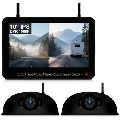 1080P 10" Wireless RV Backup Camera System for Furrion Pre (10" 2-Cam)
