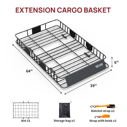 250lbs Extendable Rooftop Cargo Carrier (64*39*6)