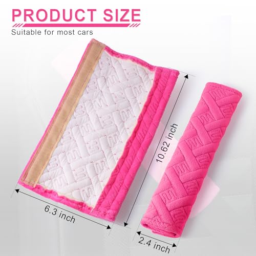 2 Pack Universal Car Seat Belt Pads Cover for A More Comfortable Driving (deep pink)