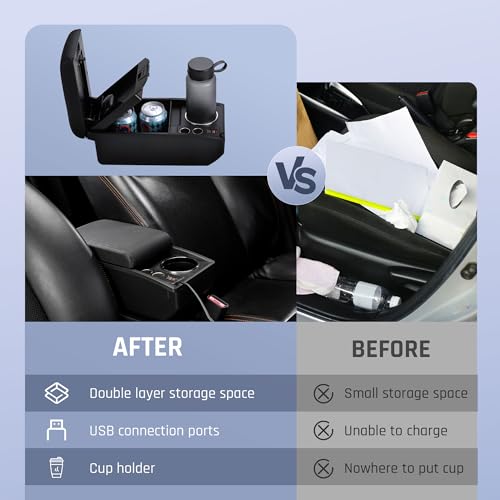 Car Console Armrest Box for Nissan Versa 2012 (Black Stitching)