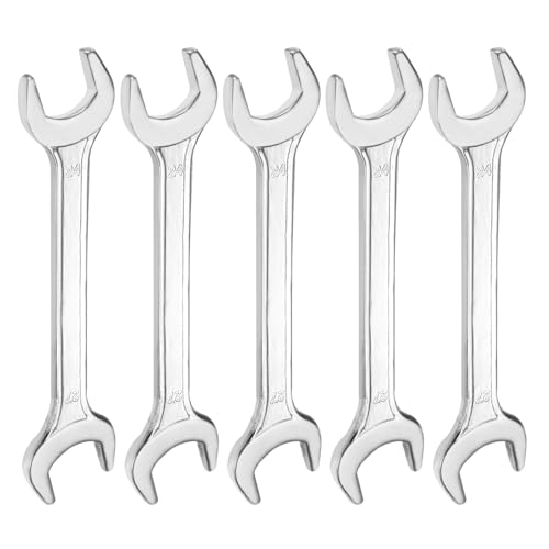 5pcs Double Open End Wrench 24mm x 27mm Metric 15 Degree Offset Angle Small Flat Head Wrench Galvanizing Open Ended Spanner for Automotive Repair Furniture Assembly (24mm x 27mm)