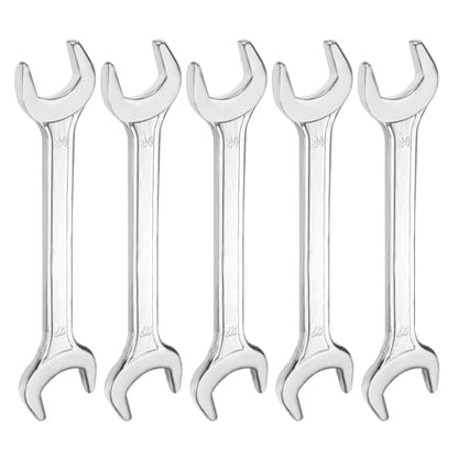 5pcs Double Open End Wrench 24mm x 27mm Metric 15 Degree Offset Angle Small Flat Head Wrench Galvanizing Open Ended Spanner for Automotive Repair Furniture Assembly (24mm x 27mm)