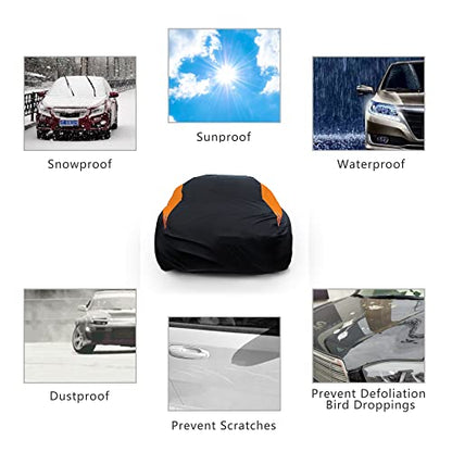 Waterproof Car Cover All Weather Snowproof UV Protection Windproof Outdoor Full car Cover (A2-Fit Sedan Length(Up to 177 inch） / Orange)