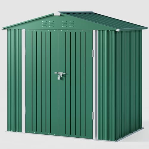 6 x 4 FT Outdoor Storage Shed (Green / 6' x 4' FT/Peaked-roof)