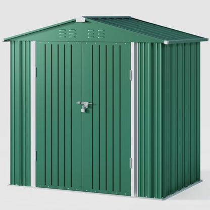 6 x 4 FT Outdoor Storage Shed (Green / 6' x 4' FT/Peaked-roof)