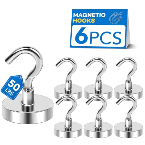 Magnetic Hooks Magnet Hook for Cruise Cabins 50LBS Essentials 6P (Silver / 0.78in)