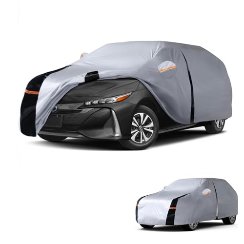 Multi Layer Car Cover Custom Fit for Toyota Prius (W.Custom Fit Toyota Prius / White Car Cover)
