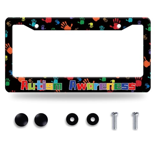 Autism Awareness Handprint Stainless Steel License Plate Frame for US Cars (Autism awareness)