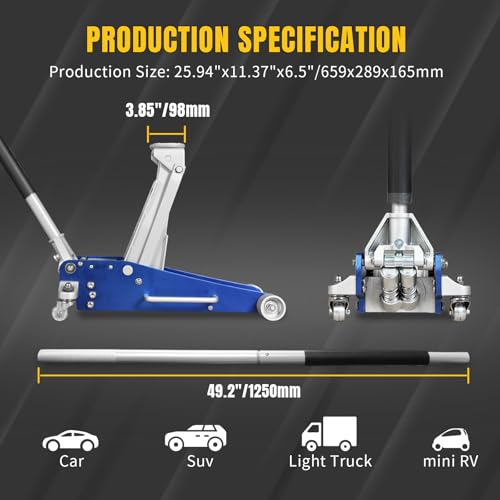 2.5 Ton Floor Jack Aluminum and Steel Racing Car Jack (Blue / 2.5T low profile dual pump)