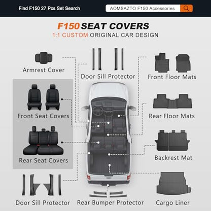 Custom Fit Seat Covers for Ford F150 2015 (Black / 2015-2026 F150 SuperCrew Cab, Front Row)