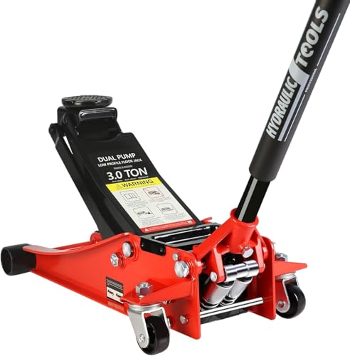 3 Ton Low Profile Floor Jack (Red - 3 Ton(Dual Pump), Lift 3.3"-18.5")