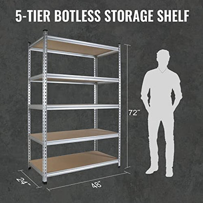 5 Tier Shelving Unit (48"W x 24"D x 72"H(Aluminum Finish))