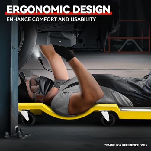 40 in Low Profile Car Rolling Mechanic Creeper (Yellow / 40" L (w/LED Light))