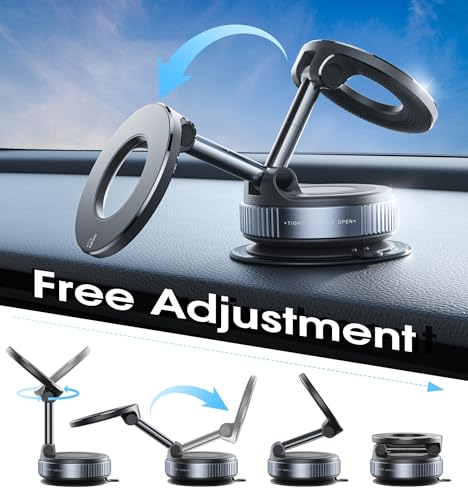 2026 Upgraded Vacuum Magnetic Car Phone Holder 360° Reinforced 96LBS Ultra Suction Cup Phone Mount for MagSafe Cell Phone Holders for Your Car (Black)
