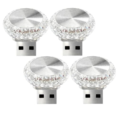 4PCS USB LED Car Interior Atmosphere Lamp (Yellow)
