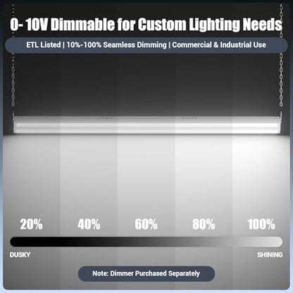 2-Pack 300W/240W/200W LED Linear Shop Lights, 0-10V Dimmable 5000K (300W)