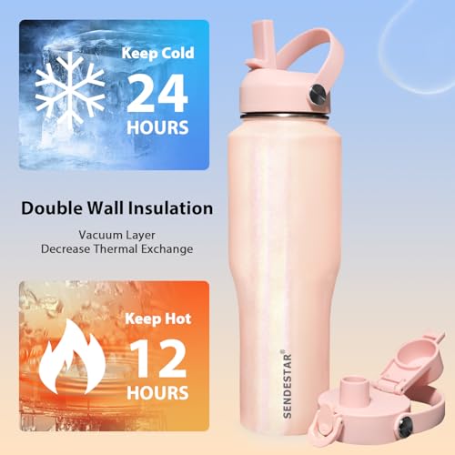 32oz Stainless Steel Water Bottle (Laser Pink / 32 Ounces)
