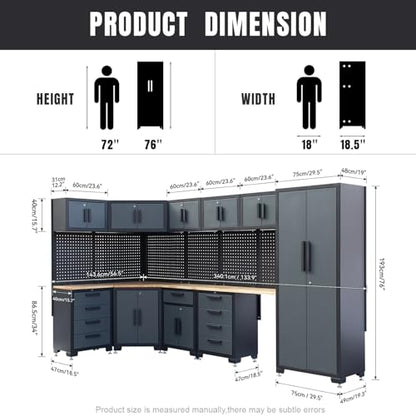 15 Piece Corner Garage Storage Cabinet System (Set)