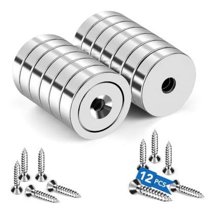 Round Strong Magnets with Screws (65 lbs)
