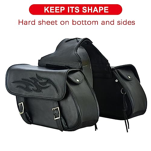 Naked Cowhide Leather Motorcycle Saddle Bags Throw Over Saddlebags