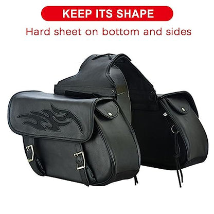 Naked Cowhide Leather Motorcycle Saddle Bags Throw Over Saddlebags
